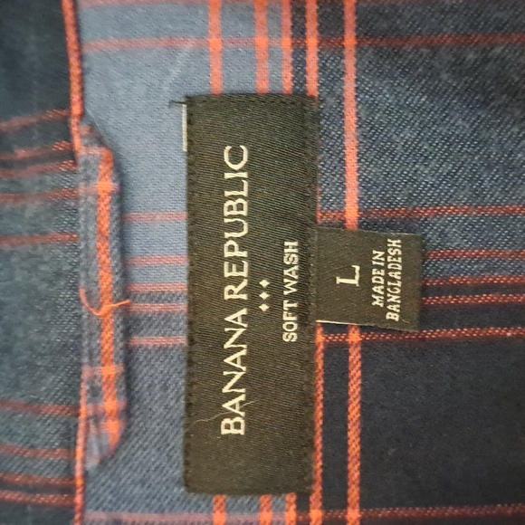 Banana Republic Factory plaid flannel button down - soft wash - L - Blue/Red - Picture 2 of 6